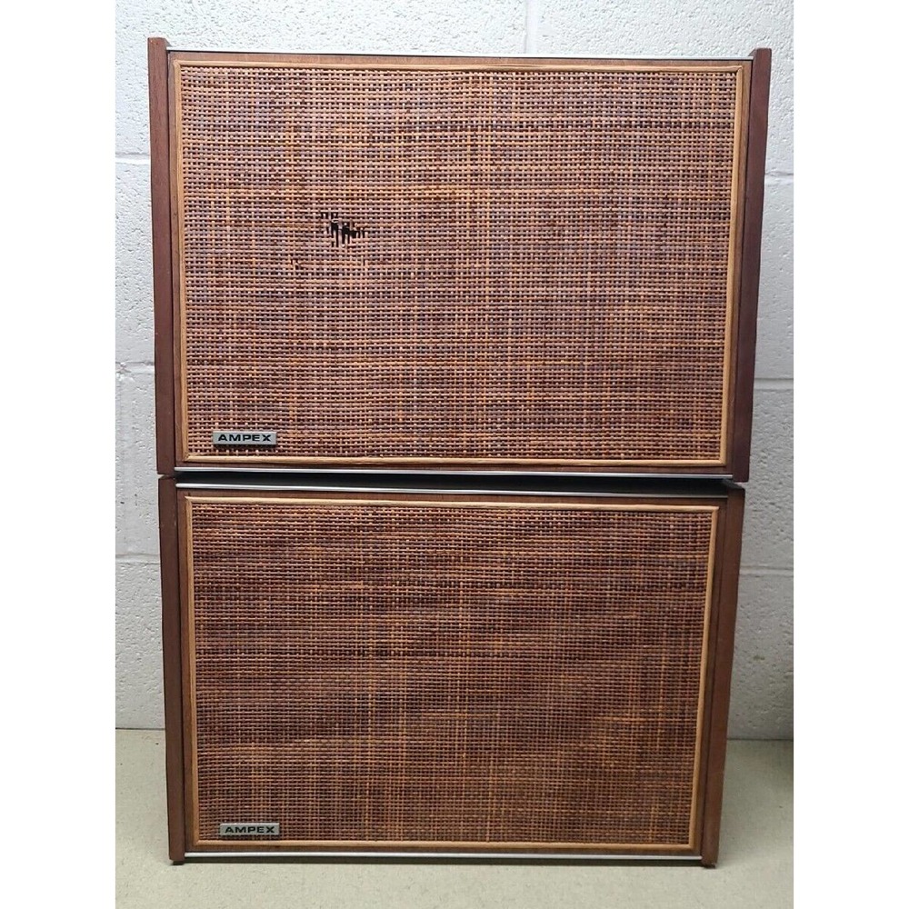 Vintage AMPEX Model 2010 2011 Full Range Speaker System Pair - Tested Works